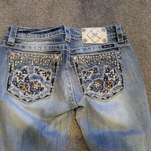 Miss Me Light Blue Floral Embroidered Skinny Jeans